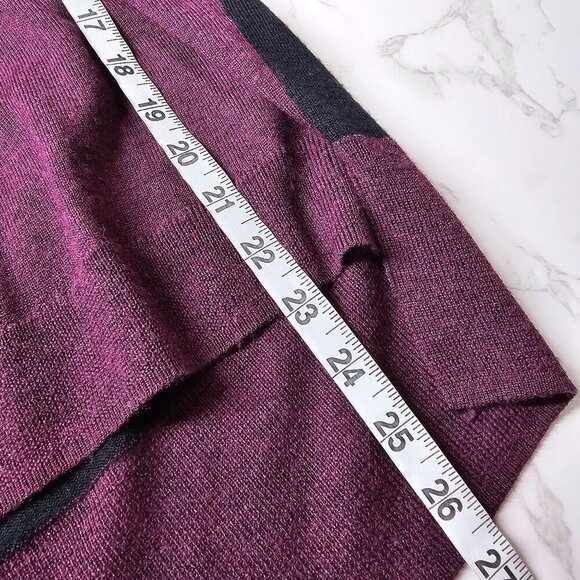 Madewell Merino Wool Sweatshirt Hi Low Hem Colorblock Purple Black Women Size XS - Picture 7 of 7